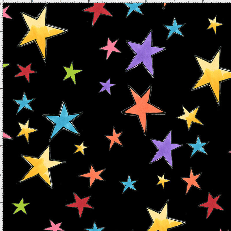 Stars Black Fabric