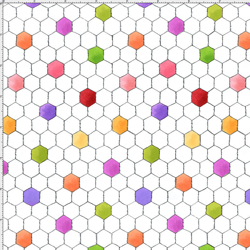 Fowl Tile White Fabric