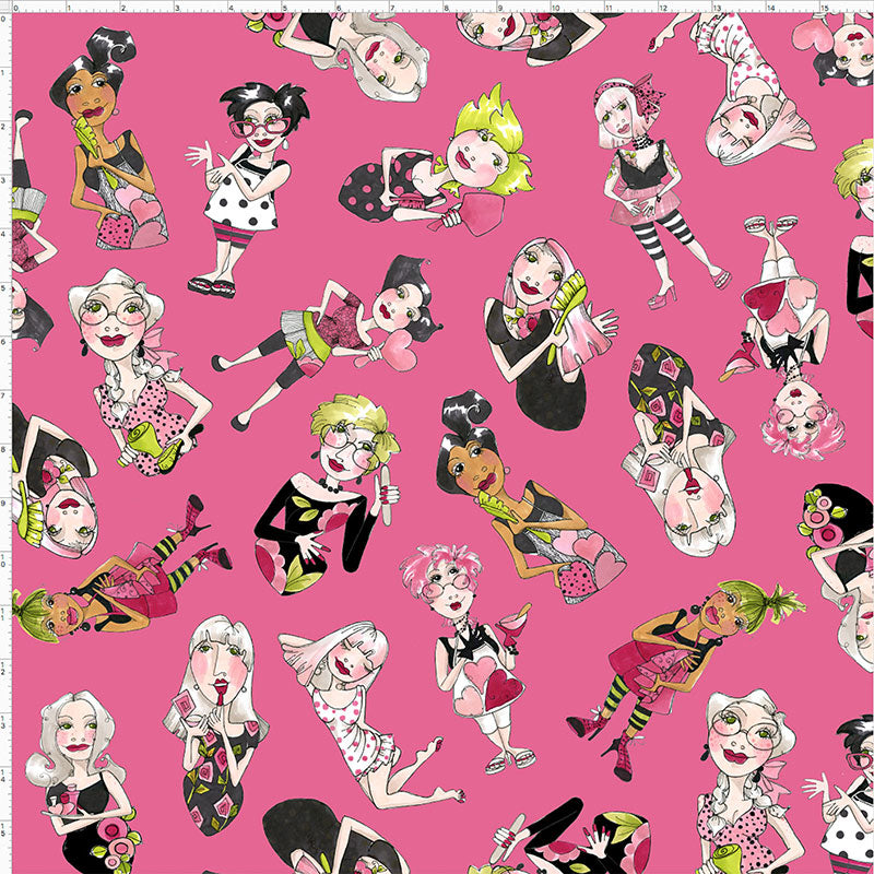 Tossed Lookers Pink Fabric
