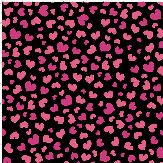 Mini Hearts Black Fabric