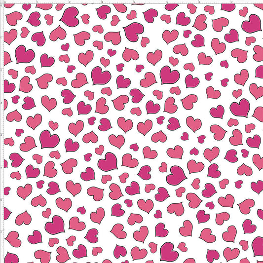 Mini Hearts White Fabric