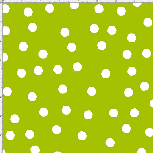 Jumbo Dots Green / White Fabric