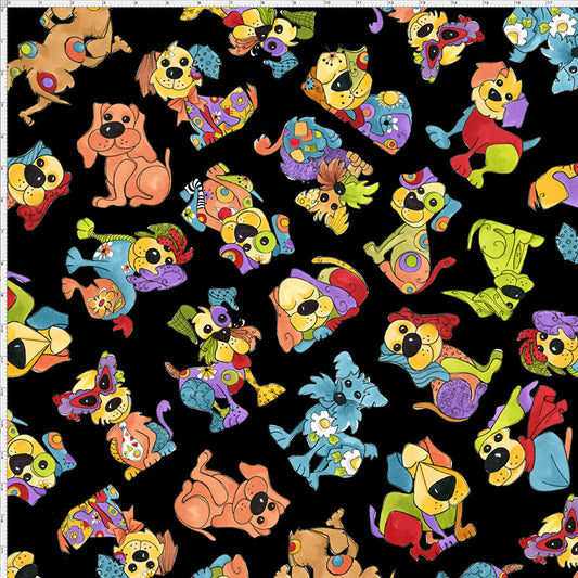 Joyful Toss Black Fabric