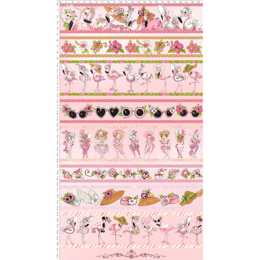 Flam Borders Pink Fabric Panel