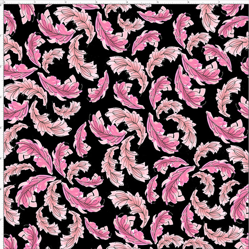Flam Feathers Black Fabric