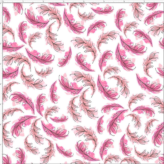 Flam Feathers White Fabric