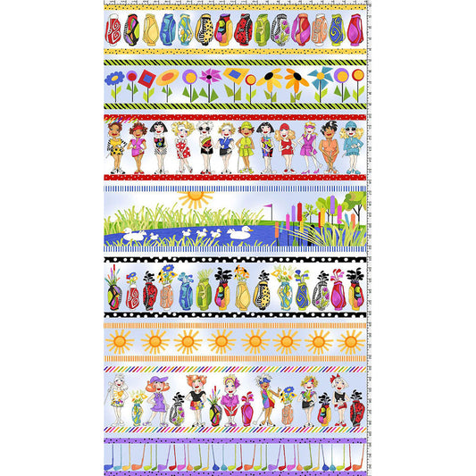 Golf Borders Blue Sky Fabric Panel