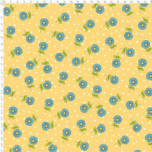 Daisy Dots Yellow Fabric