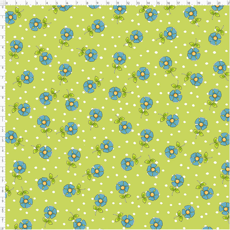 Daisy Dots Green Fabric