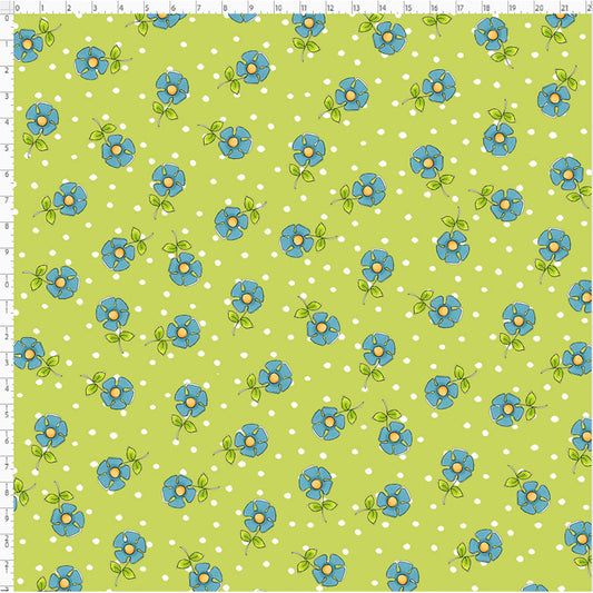 Daisy Dots Green Fabric