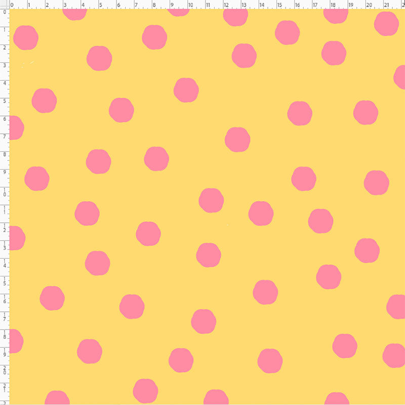 Jumbo Dots Yellow / Pink Fabric