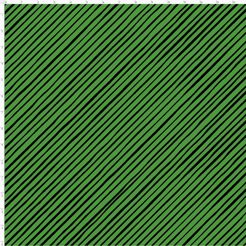 Quirky Bias Stripe Green / Black Fabric
