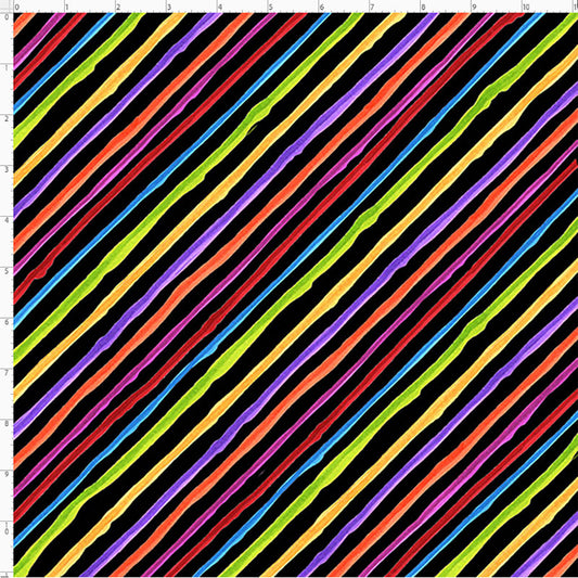 Quirky Bias Stripe Black Fabric
