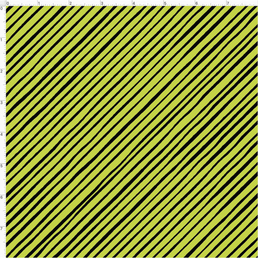 Quirky Bias Stripe Lime / Black Fabric