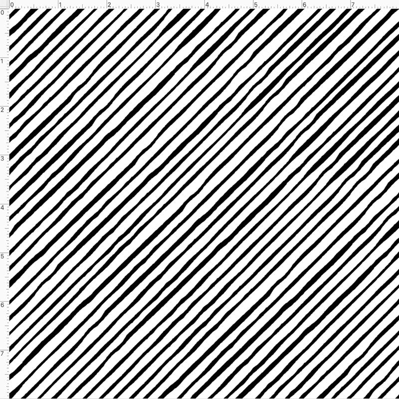 Quirky Bias Stripe White / Black Fabric
