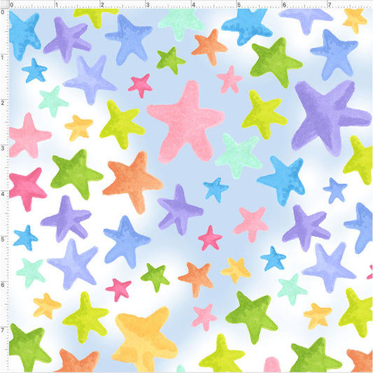 Happy Stars Blue Sky Fabric