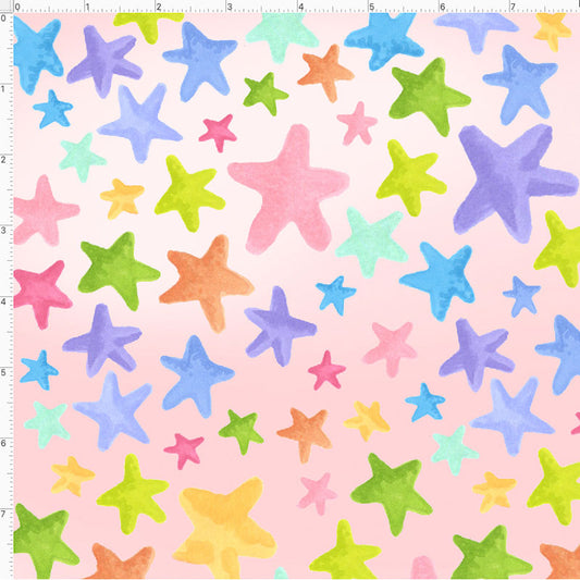 Happy Stars Pink Fabric