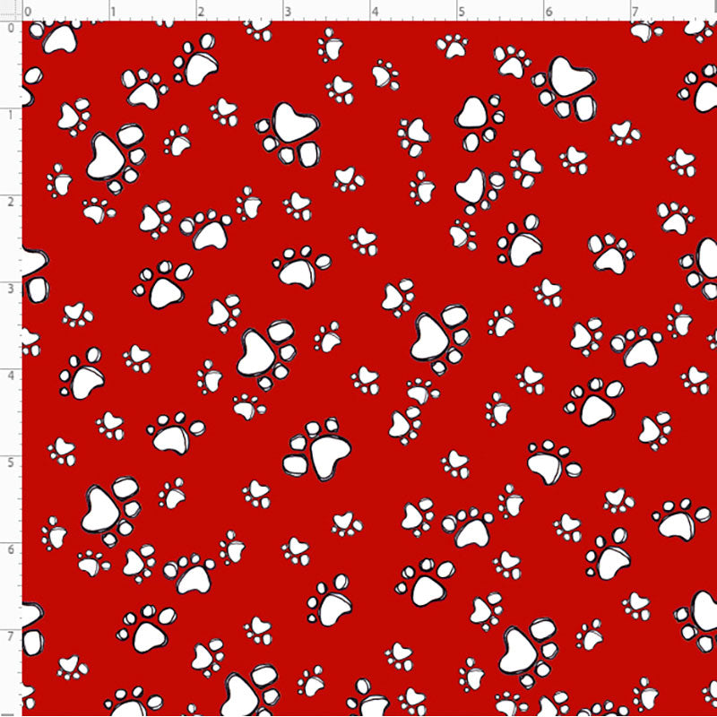 Paw Flakes Red Fabric