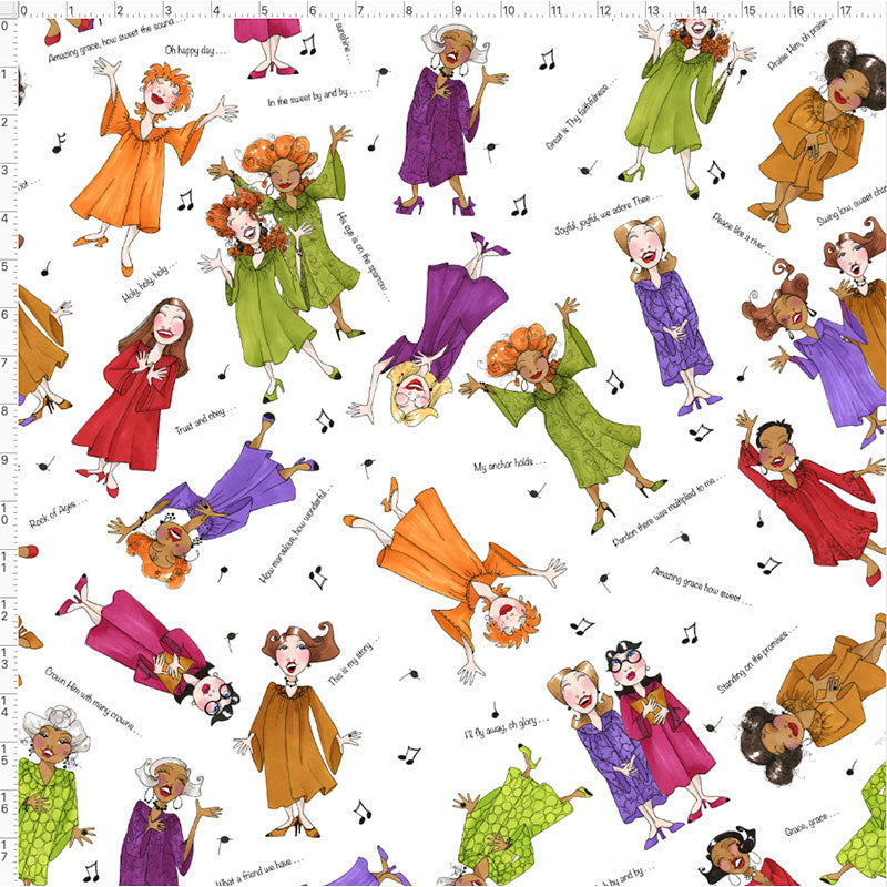 Sing it Sister White Fabric