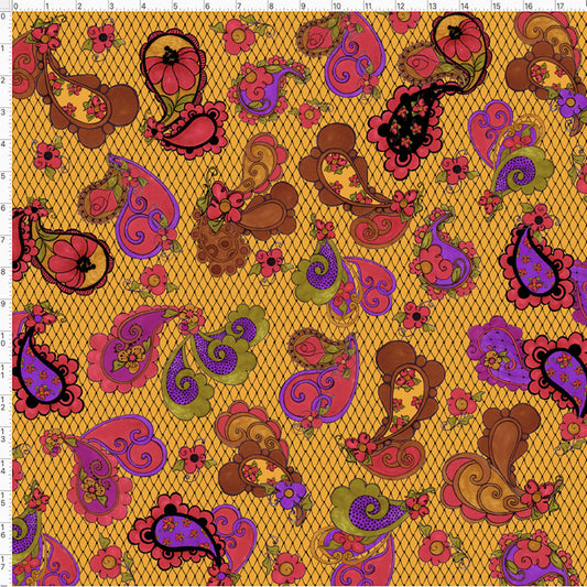 Posie Paisley Gold Fabric