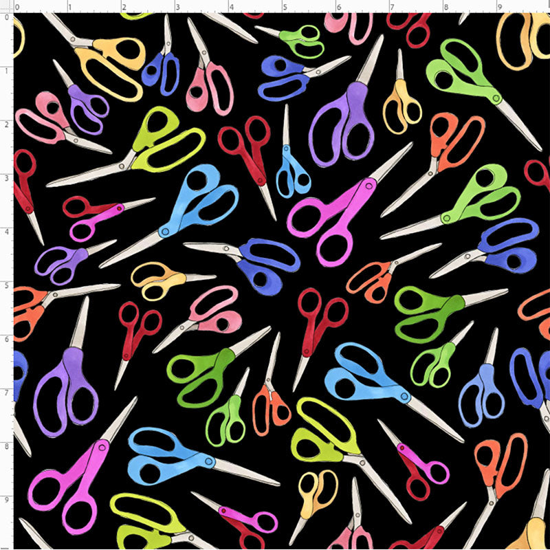Shear Fun Black Fabric scissors fabric Loralie Designs