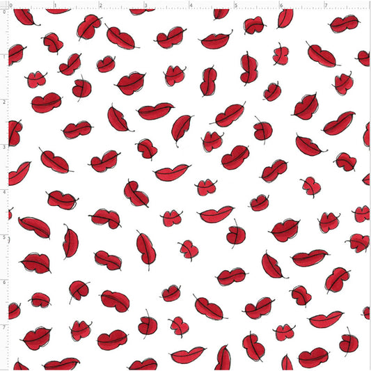 Lotsa Lips White Fabric