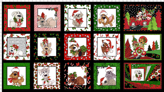Doggie Holiday Fabric Panel