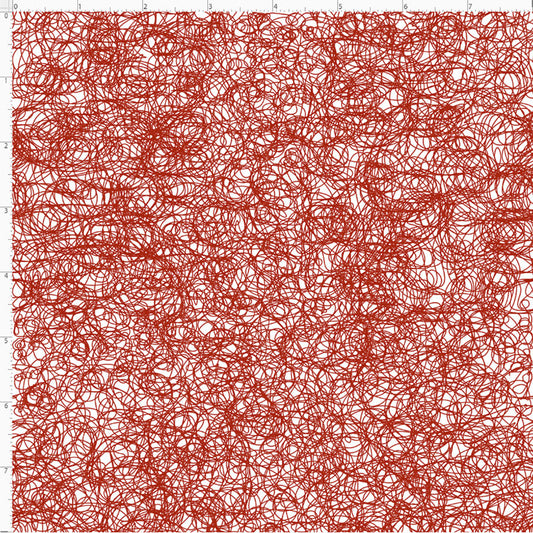 Scribble White / Red Fabric