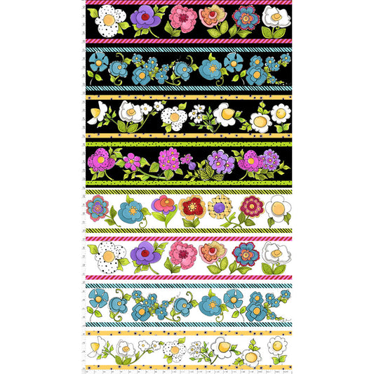 Flower Girl Borders Fabric Panel