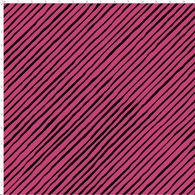 Quirky Bias Stripe Magenta / Black Fabric