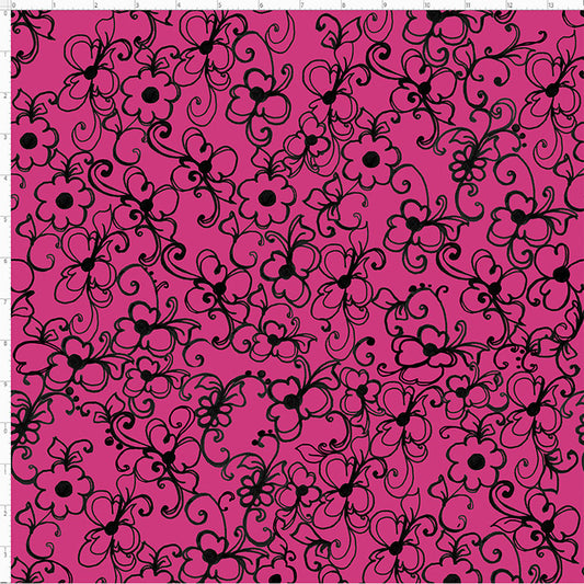 Daisy Jungle Pink / Black Fabric