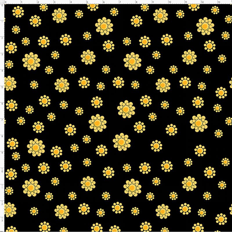 Bandana Dots Black / Yellow Fabric
