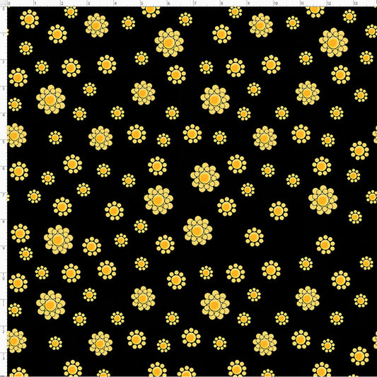 Bandana Dots Black / Yellow Fabric