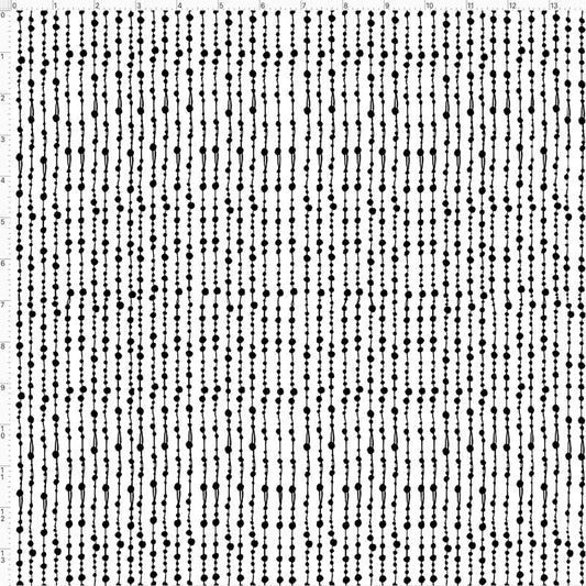 Beaded Curtain White / Black Fabric