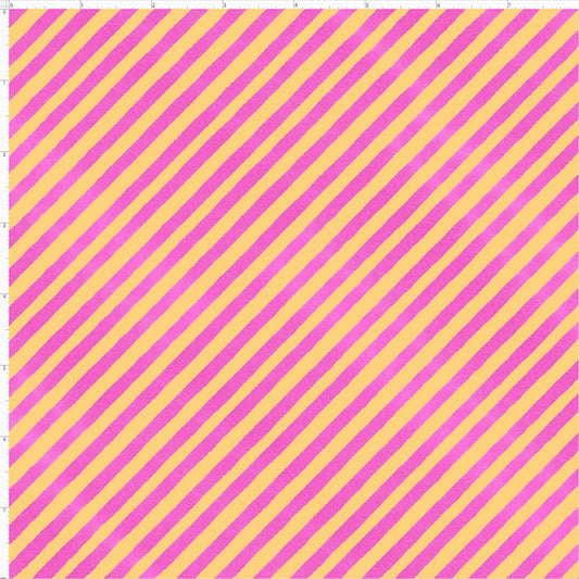 Bias Stripe Pink / Yellow Fabric