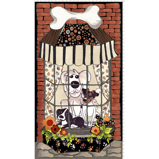 Doggies in the Window Fabric Panel
