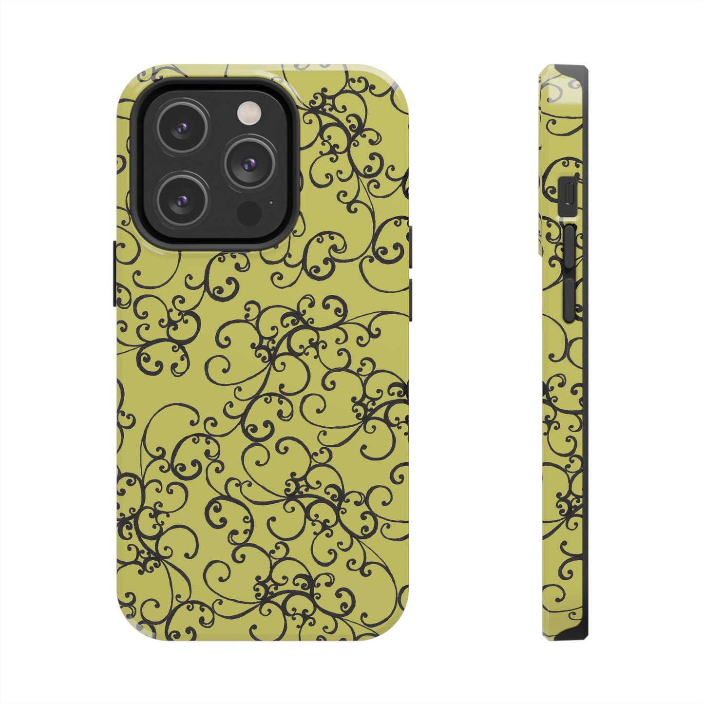 Elegant Scroll Green / Black Phone Case