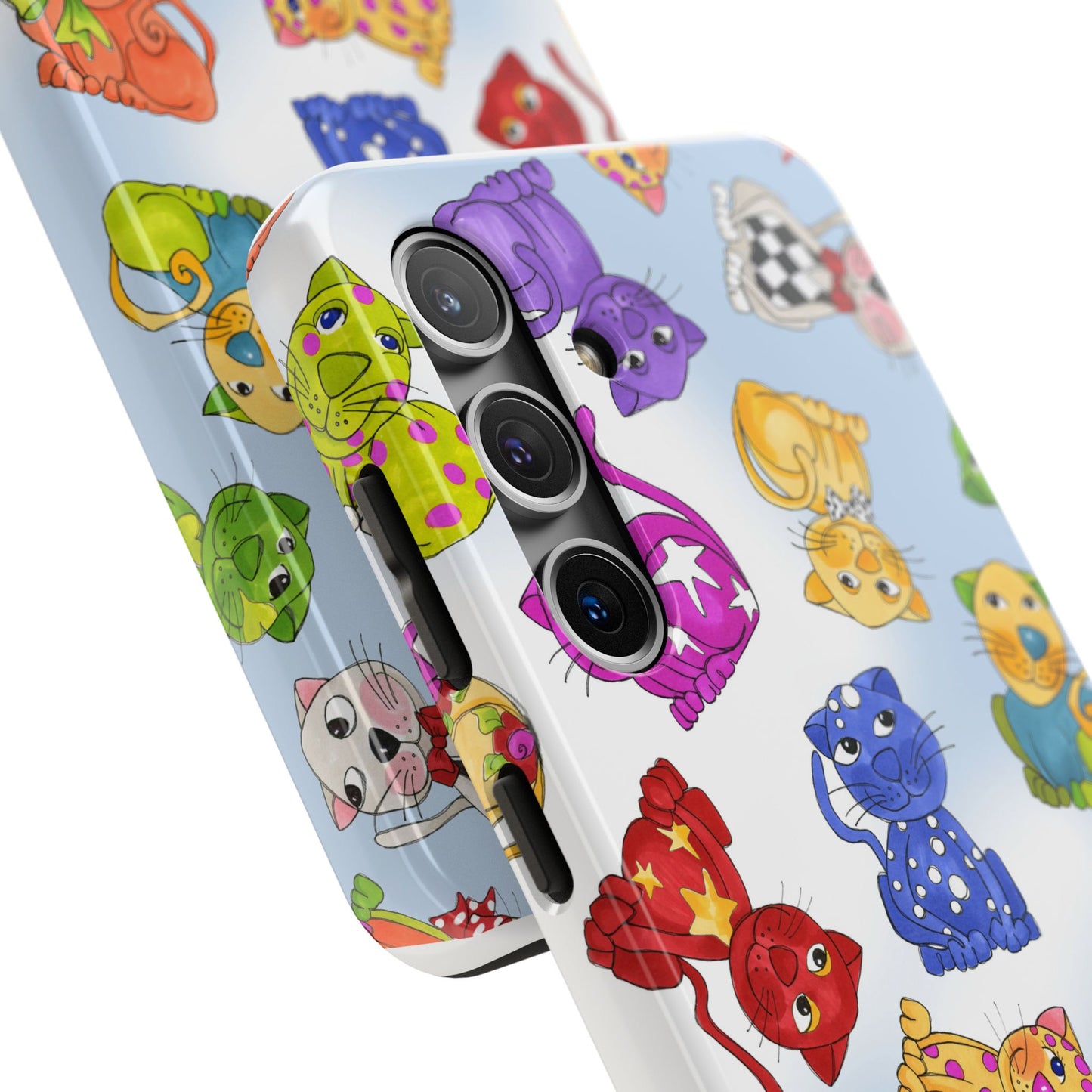 Tossed Happy Cats Blue Sky Phone Case