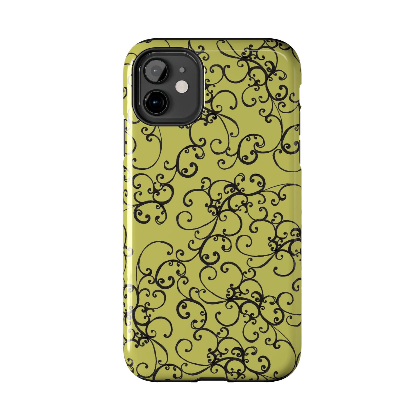 Elegant Scroll Green / Black Phone Case