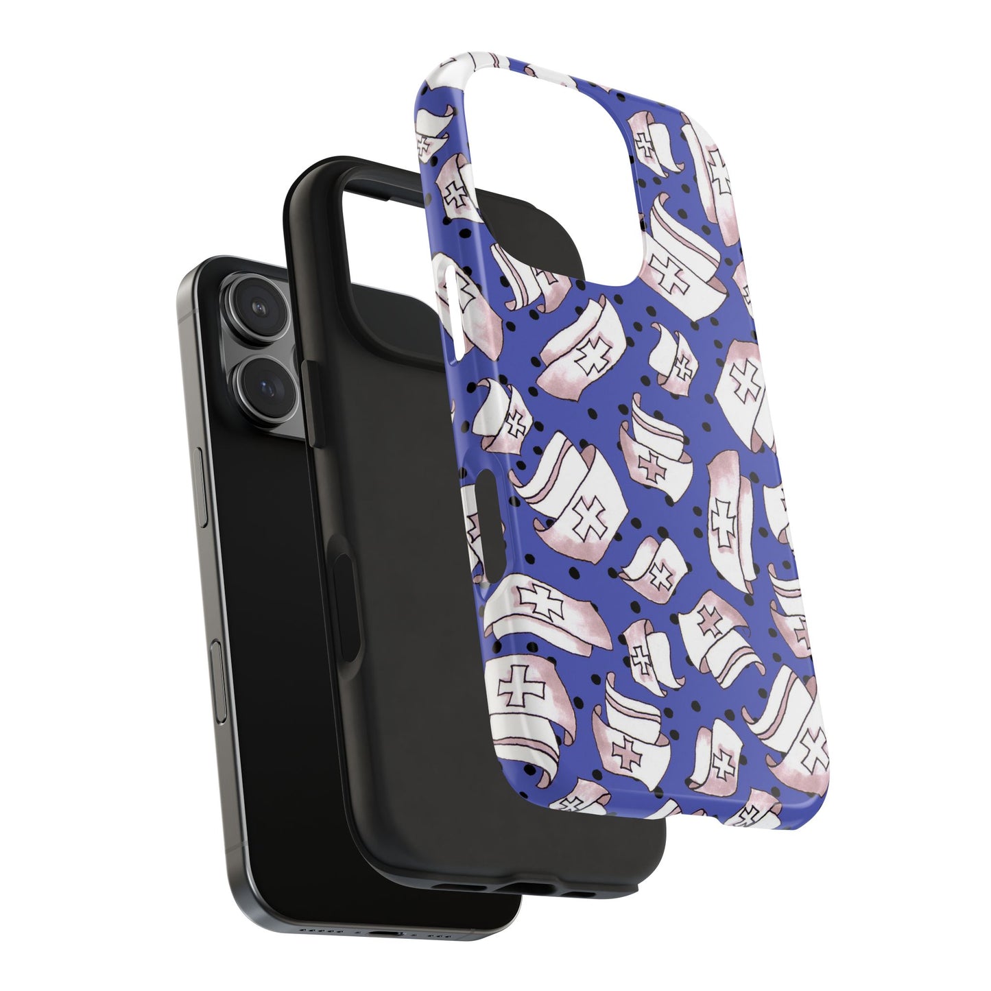 Med Hats Blue / Black Phone Case