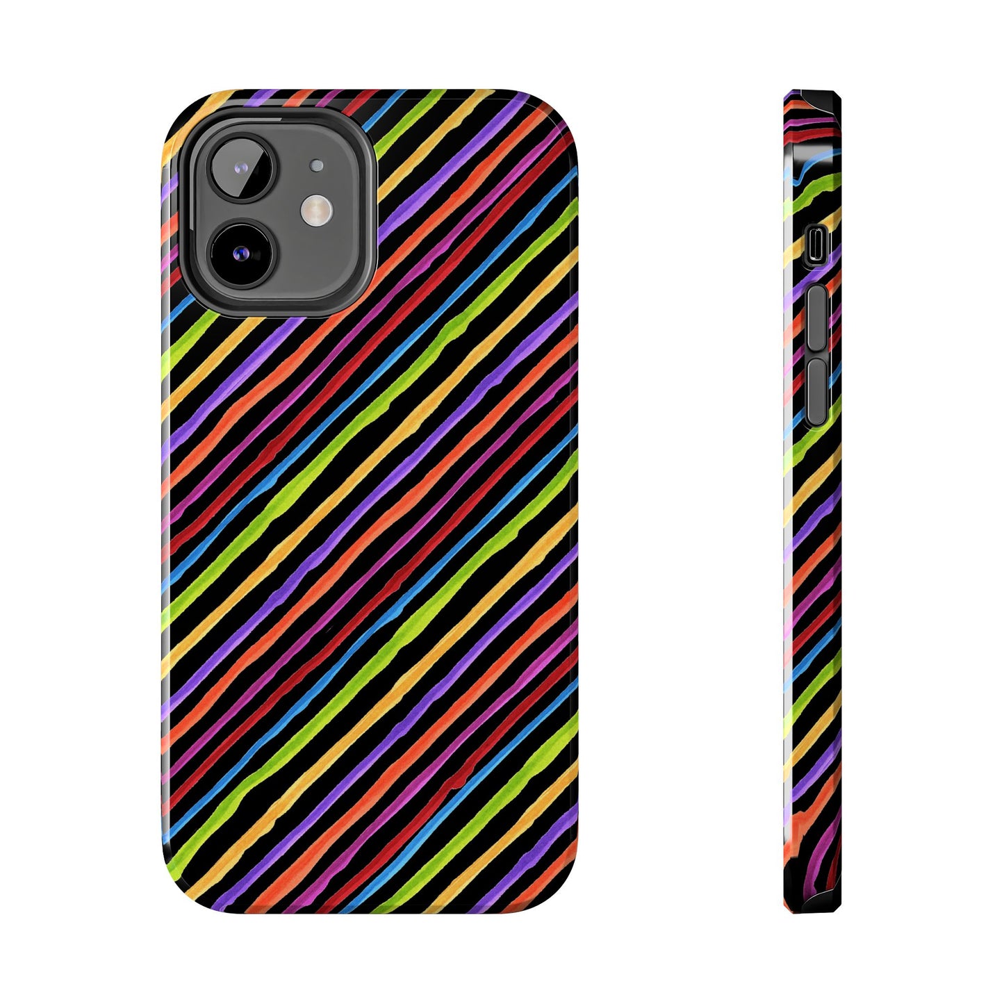 Quirky Bias Stripe Black Phone Case
