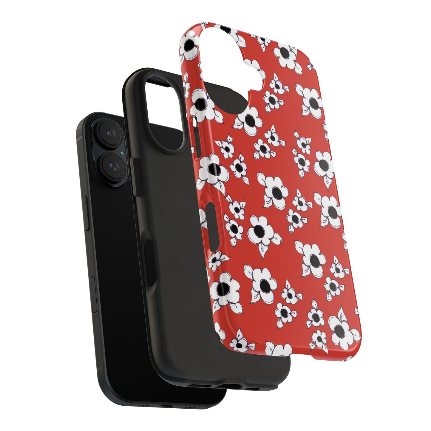 Daisy Cluster Red / Black Phone Case