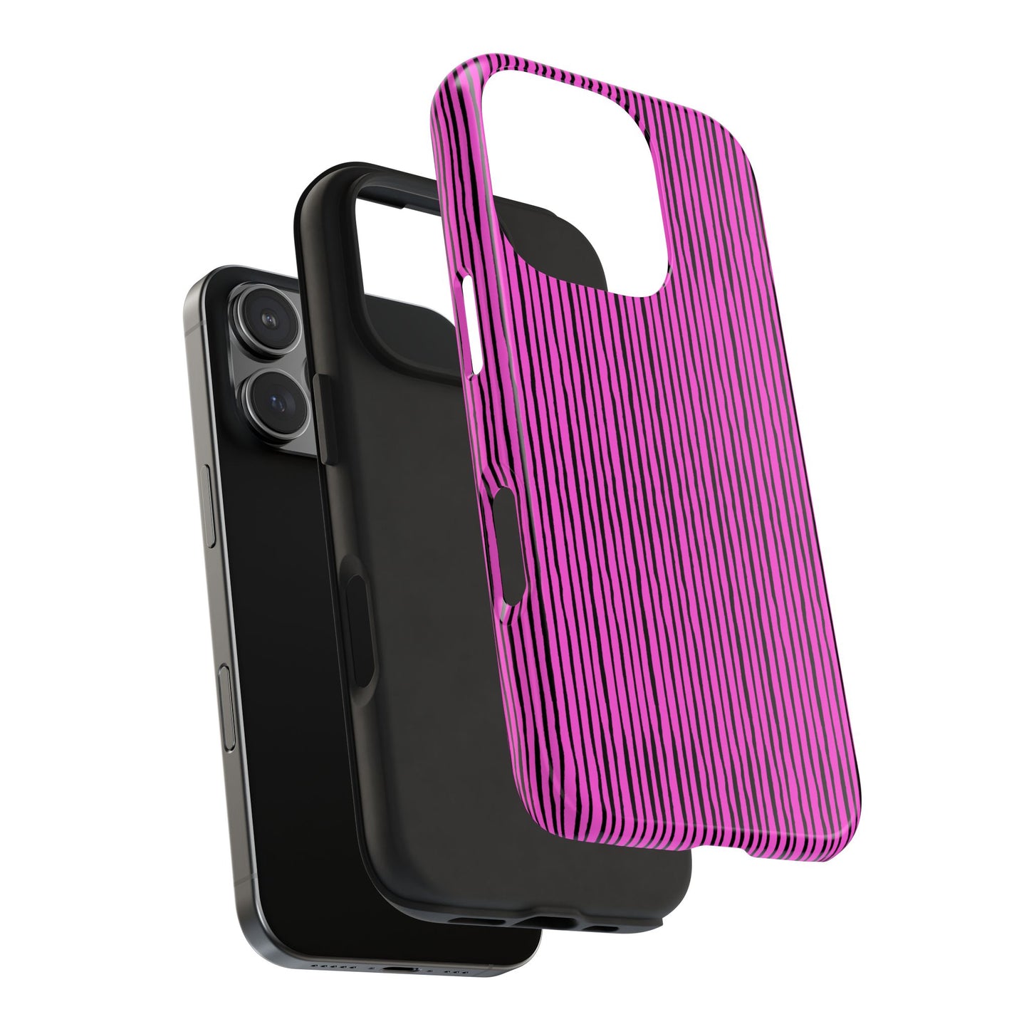 Quirky Pin Stripe Pink / Black Phone Case