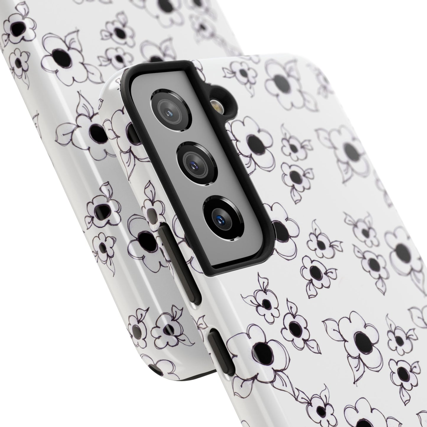 Daisy Cluster White / Black Phone Case