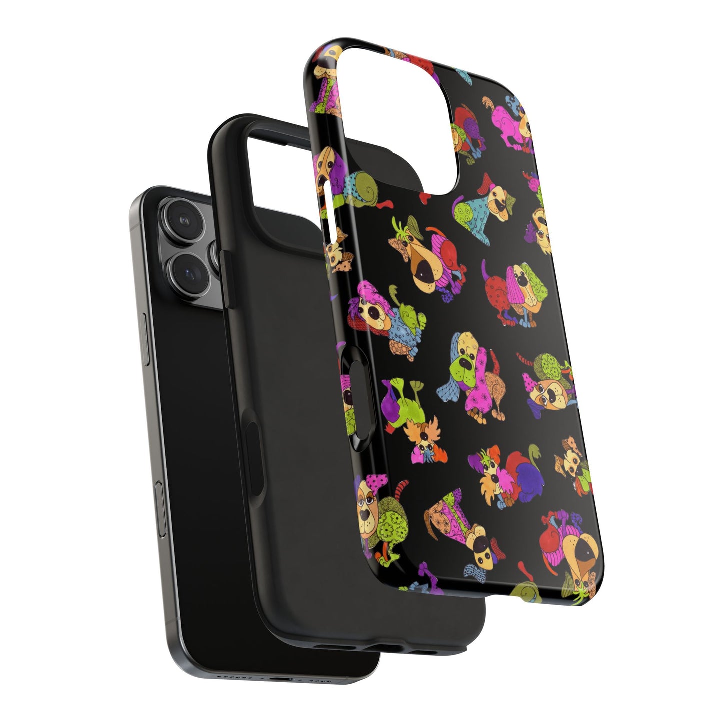 Tossed Happy Dogs Black Phone Case