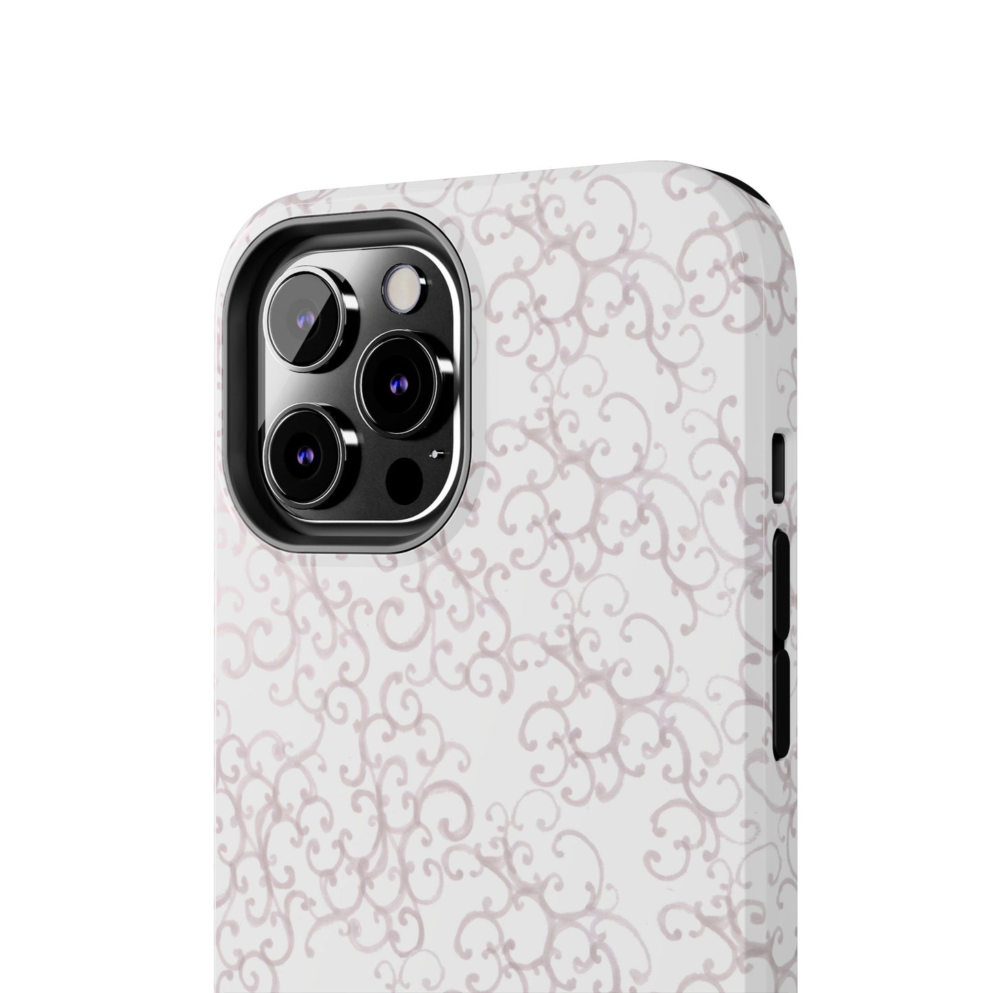 Scrollie White / Silver Phone Case