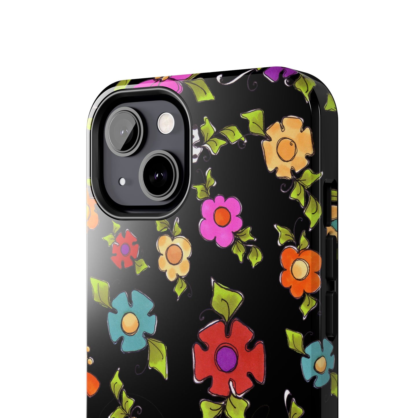 Dog Blooms Black Phone Case