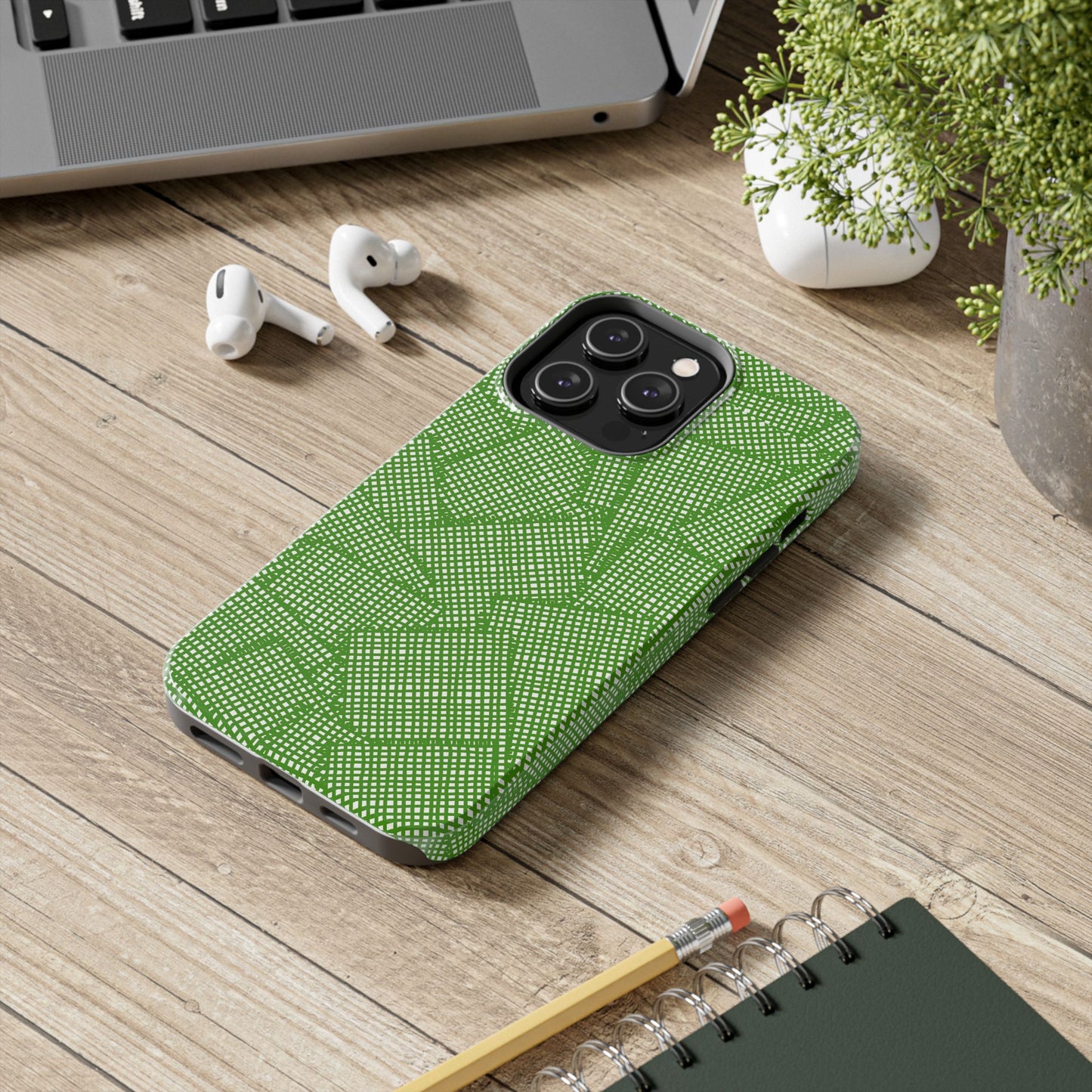 Check Patch Large Green Phone Case