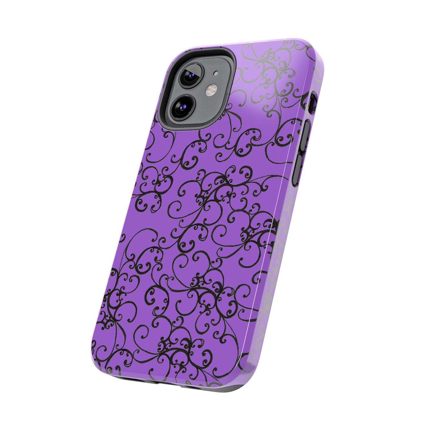 Elegant Scroll Purple / Black Phone Case