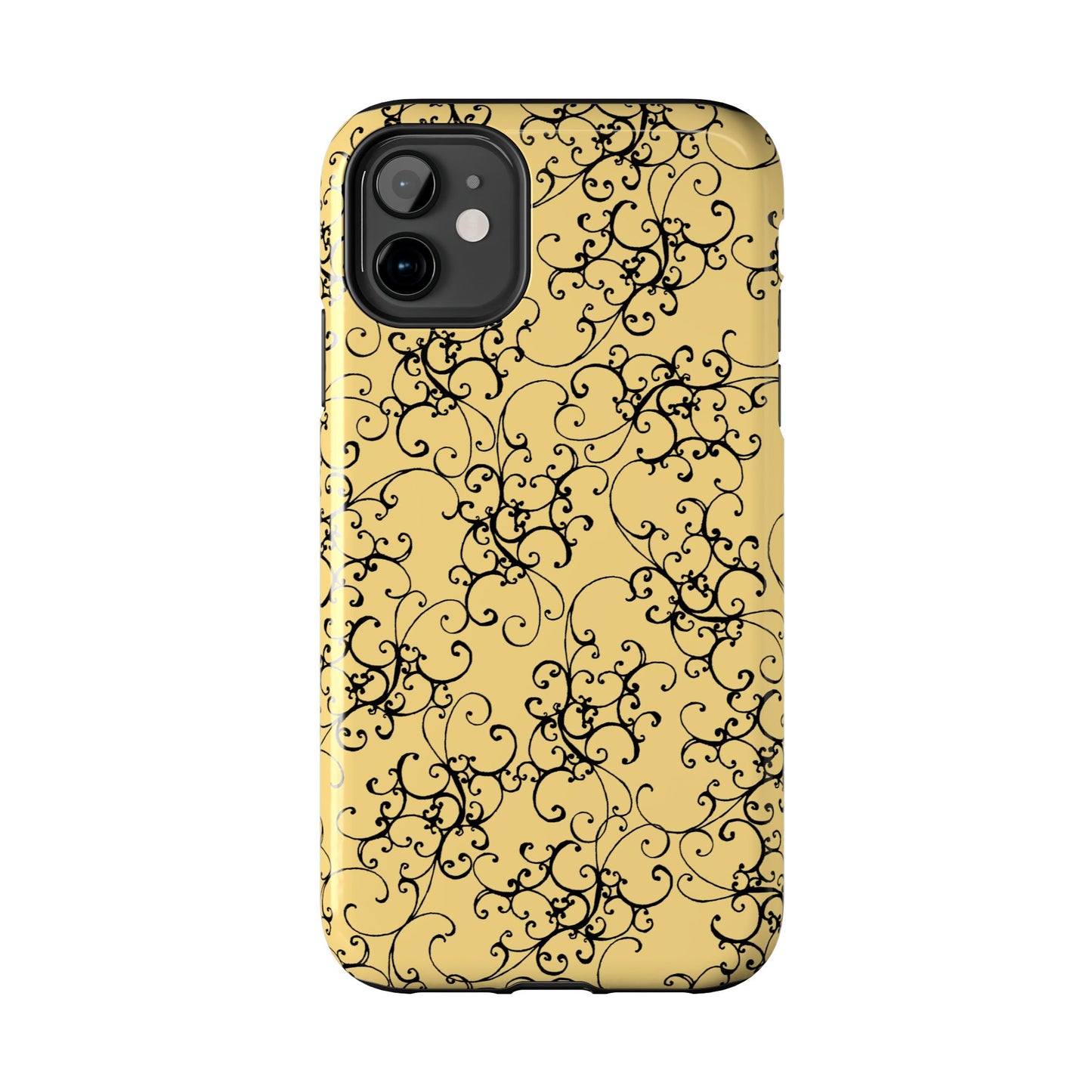 Elegant Scroll Yellow / Black Phone Case